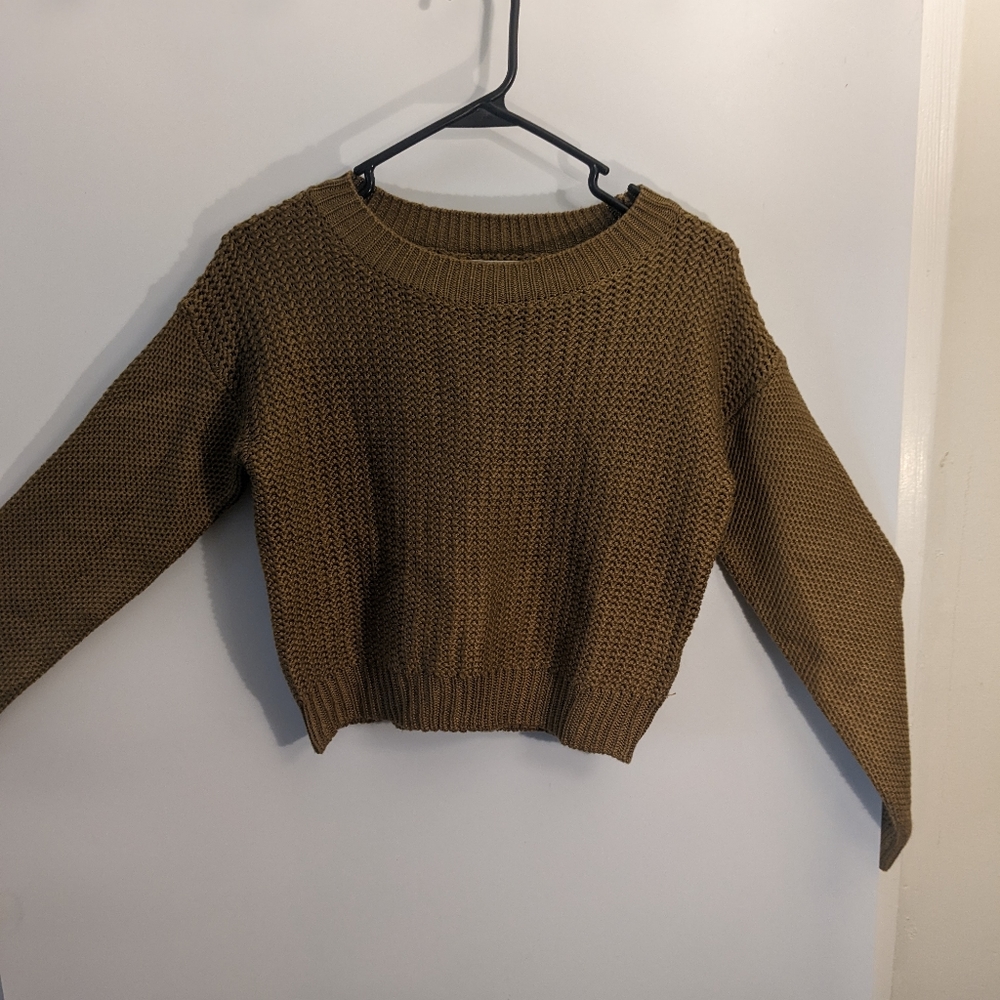 A coffee color crop top sweater size small